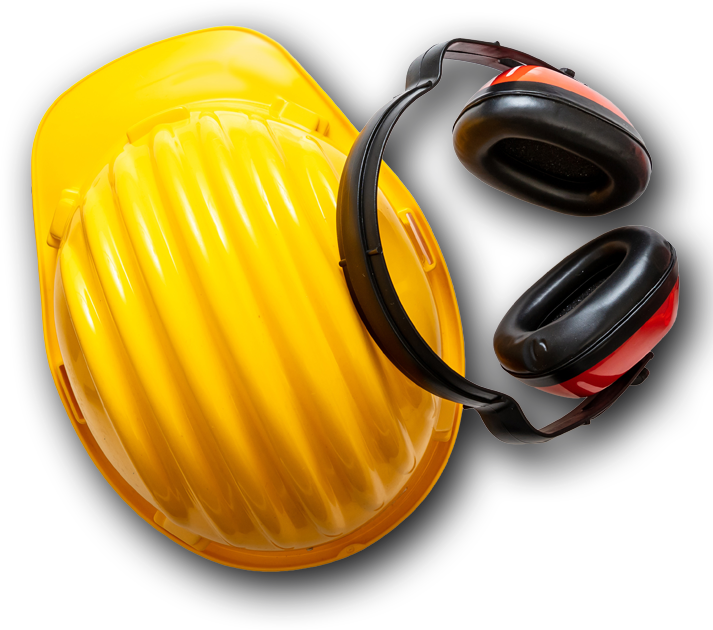 A hardhat and earmuffs